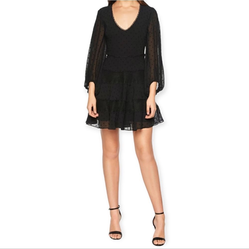 Bardot Mae Lace & Swiss dot fit and flare minidress size small/6